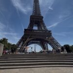 Eiffel Tower viewed from below in Paris