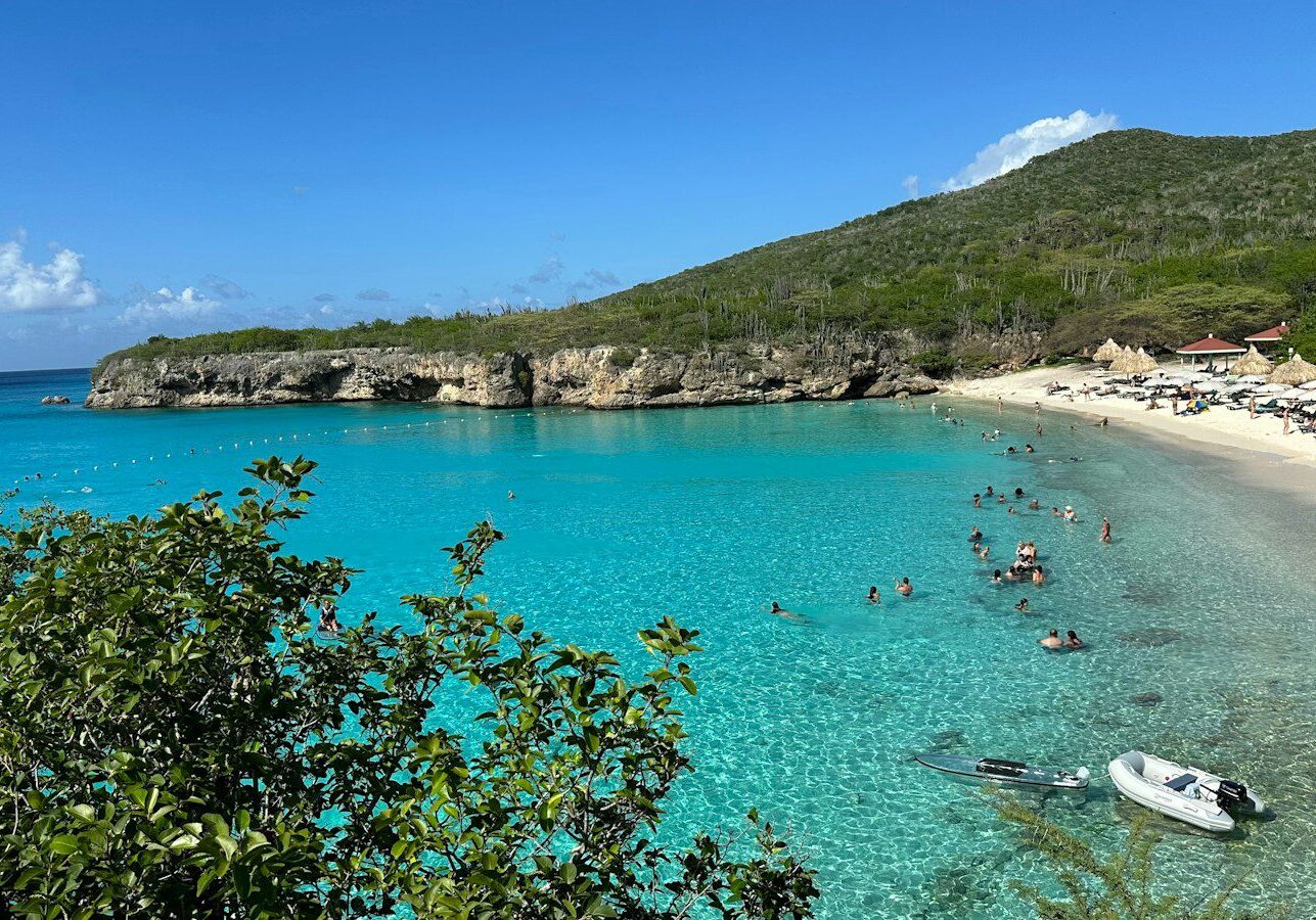 Clear turquoise water in a Caribbean beach cove