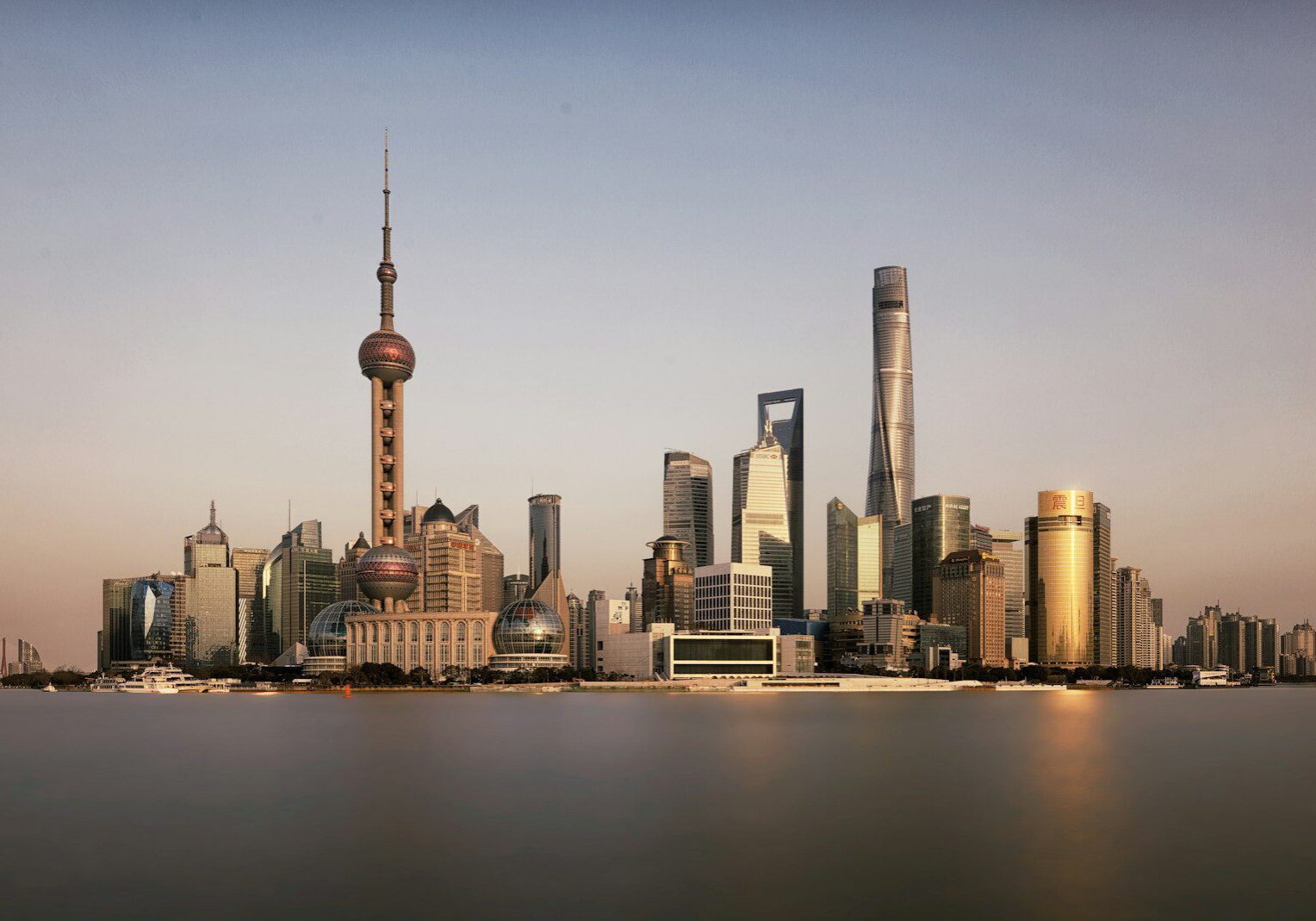 Shanghai's illuminated skyline along the Huangpu River
